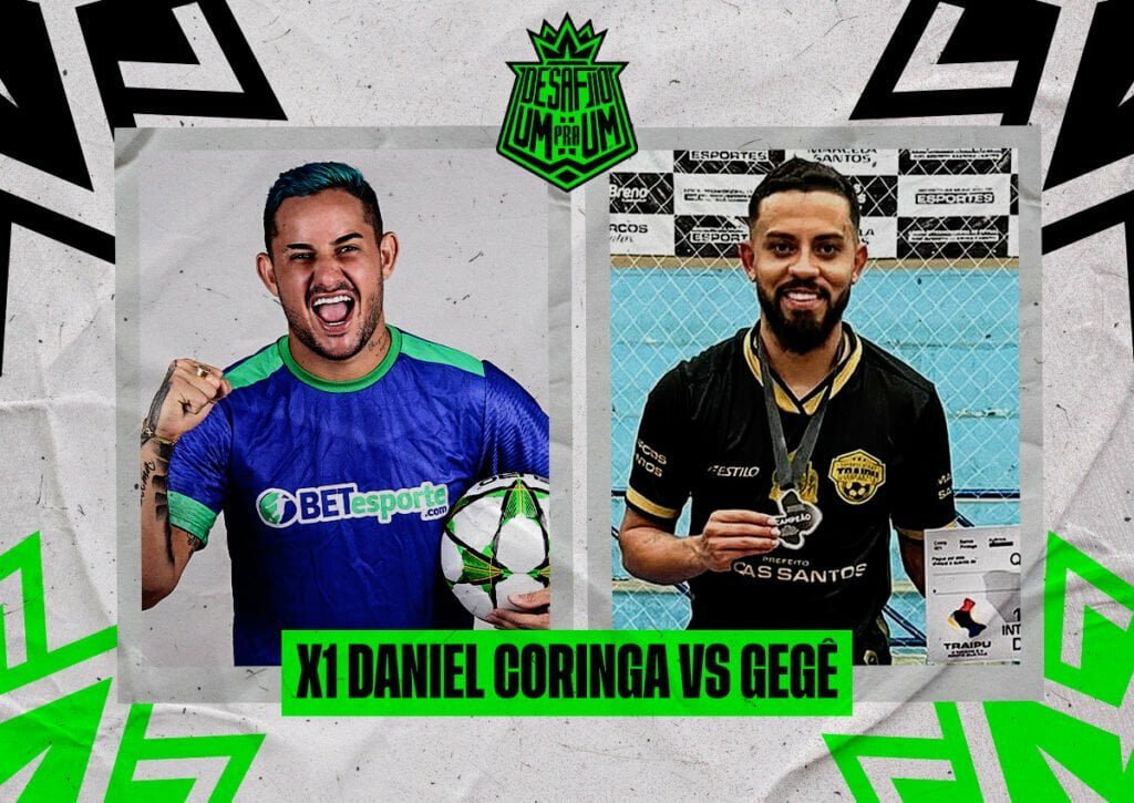 X1: Daniel Coringa e Gegê. (imagem: Marcos Vinícius / Desafio Um pra Um)