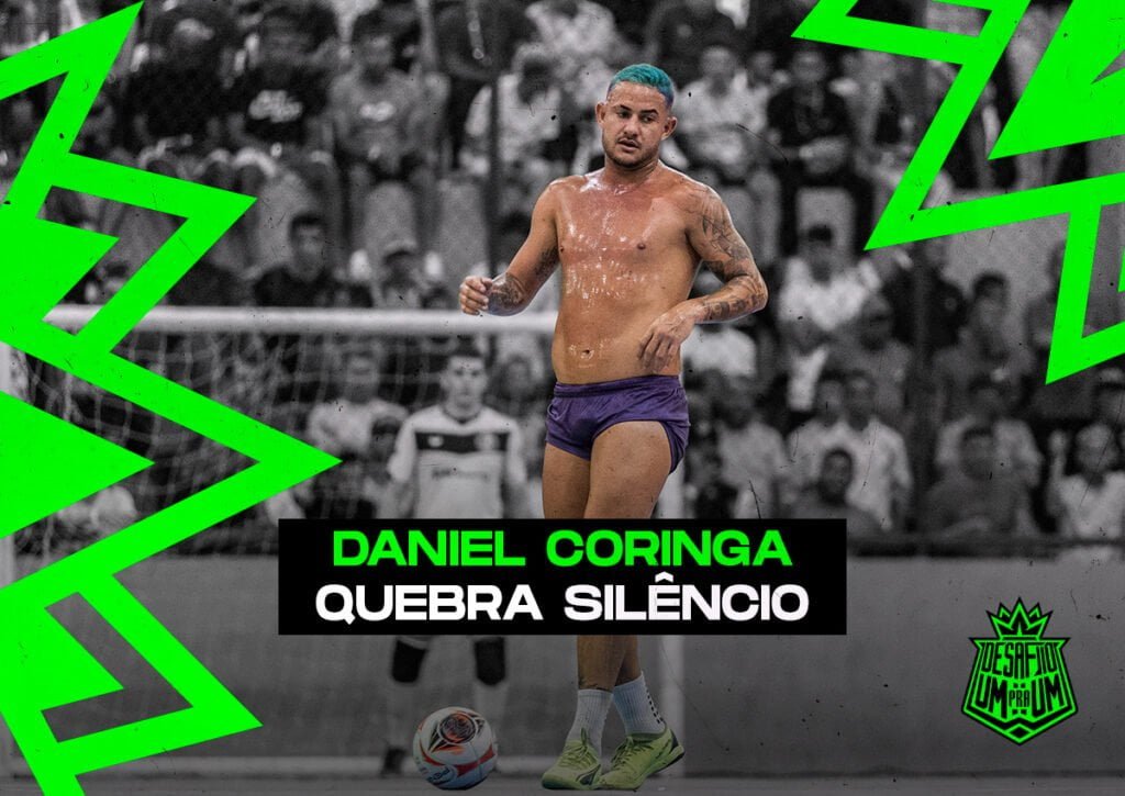 Daniel Coringa desabafa após derrota no X1 para Gegê: “Foco no dia 4” (imagem: Designer Marcos Vinícius / Equipe Desafio Um pra Um)
