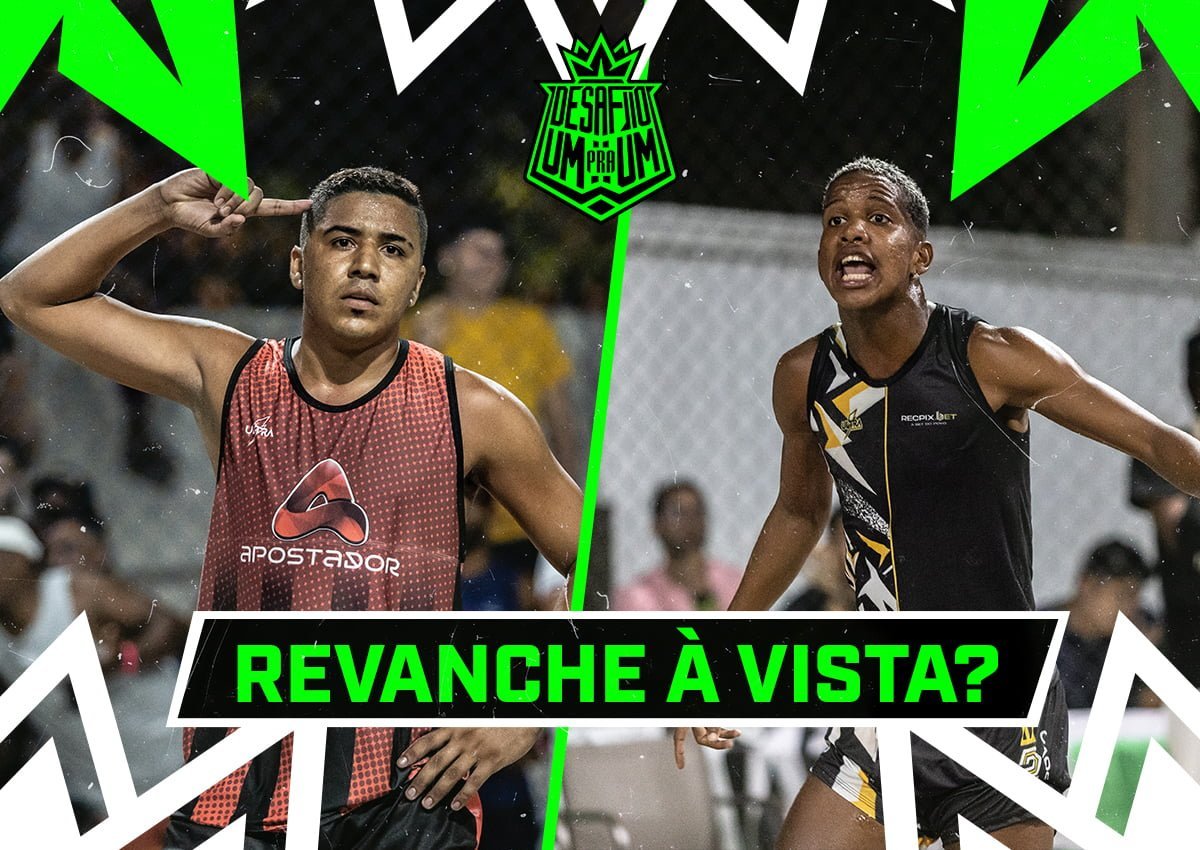 Desafio Um pra Um no Futevôlei: Romerinho aceita revanche e provoca Borges. (Imagem: Designer João Victor / Equipe Desafio Um Pra Um) 