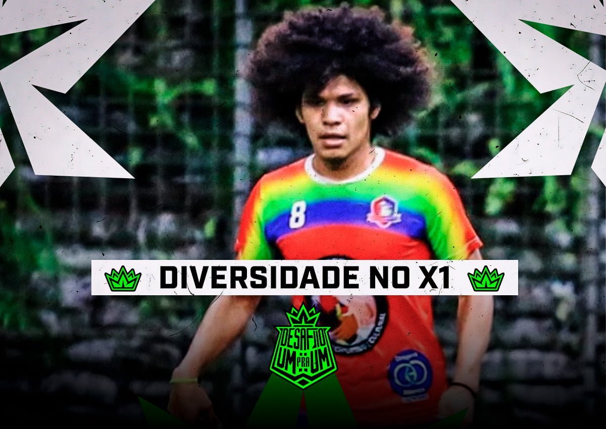 Conheça Ney Pontes, jogador de X1 que carrega a bandeira da diversidade. (Imagem: Designer Marcos Vinícius / Equipe Desafio Um Pra Um) 