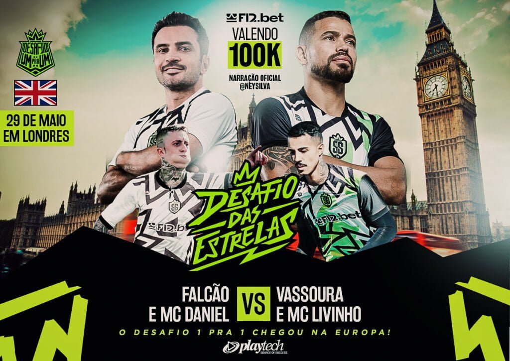 Desafio das Estrelas: Falcão e MC Daniel encaram Vassoura e MC Livinho em Londres