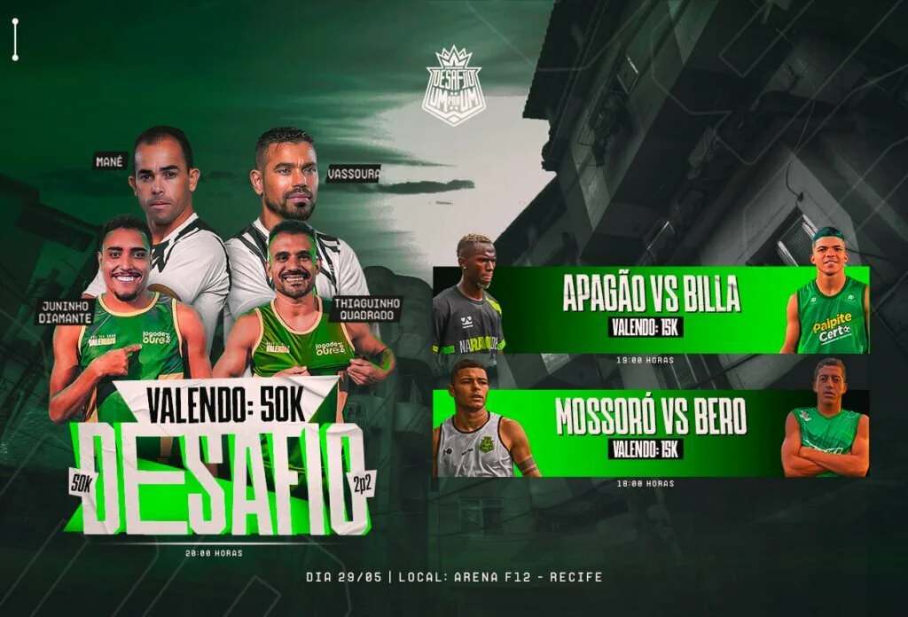 Arena F12 recebe três super jogos nesta segunda-feira. (Imagem: Equipe Desafio Um Pra Um)